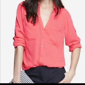 Express coral button down shirt